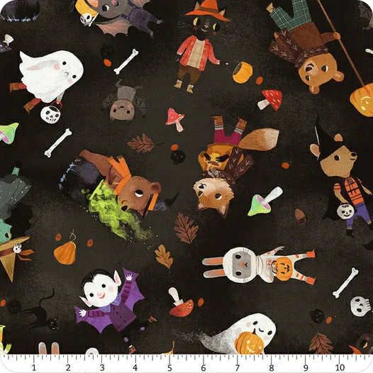 Pumpkin Pals - Tossed Characters - Licorice - 1/2m cut