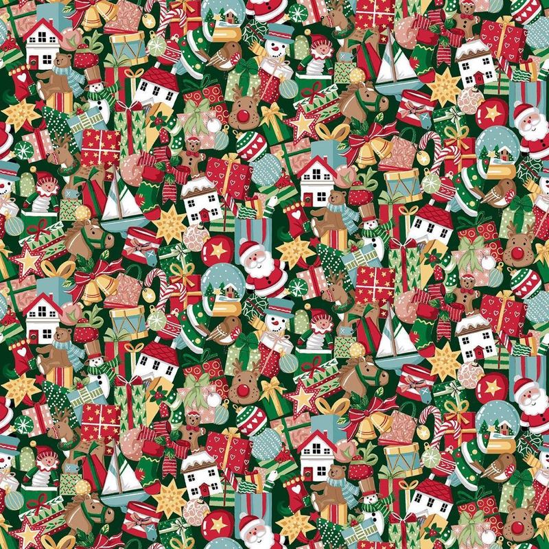 Christmas Wishes - Stocking Fillers - Green - 1/2m cut