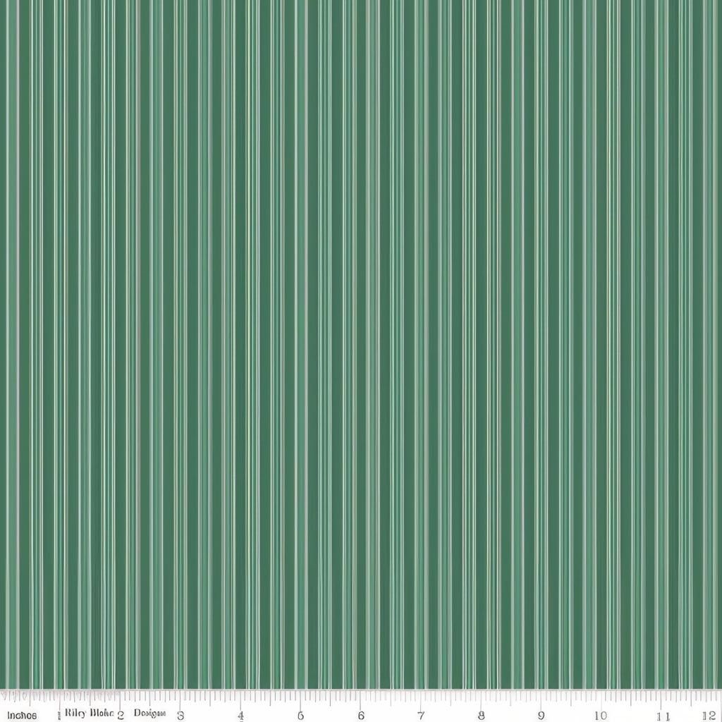 Merry Little Christmas - Stripes - Green - 1/2m cut