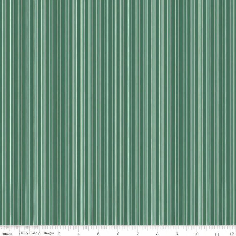 Merry Little Christmas - Stripes - Green - 1/2m cut