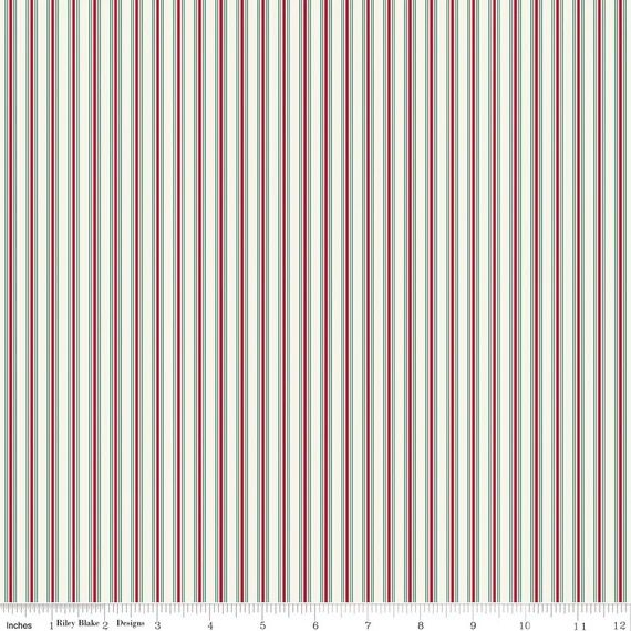 Merry Little Christmas - Stripes - Cream - 1/2m cut
