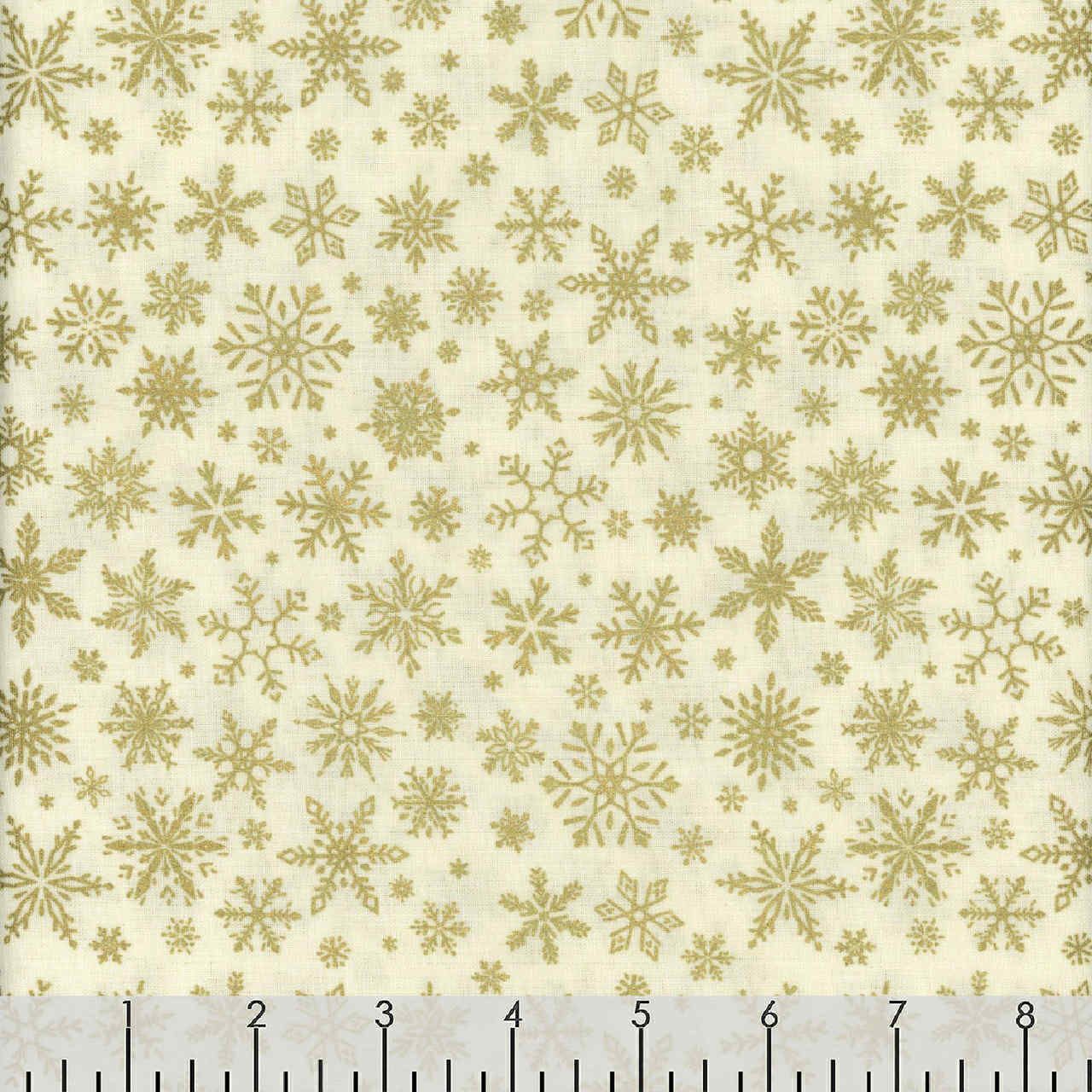 Winter Rose - Metallic Snowflakes - Cream - 1/2m cut