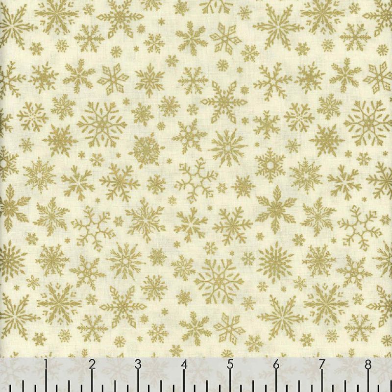 Winter Rose - Metallic Snowflakes - Cream - 1/2m cut