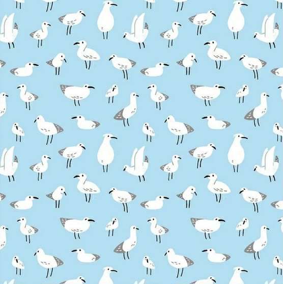 Gulls - Blue - 1/2m cut