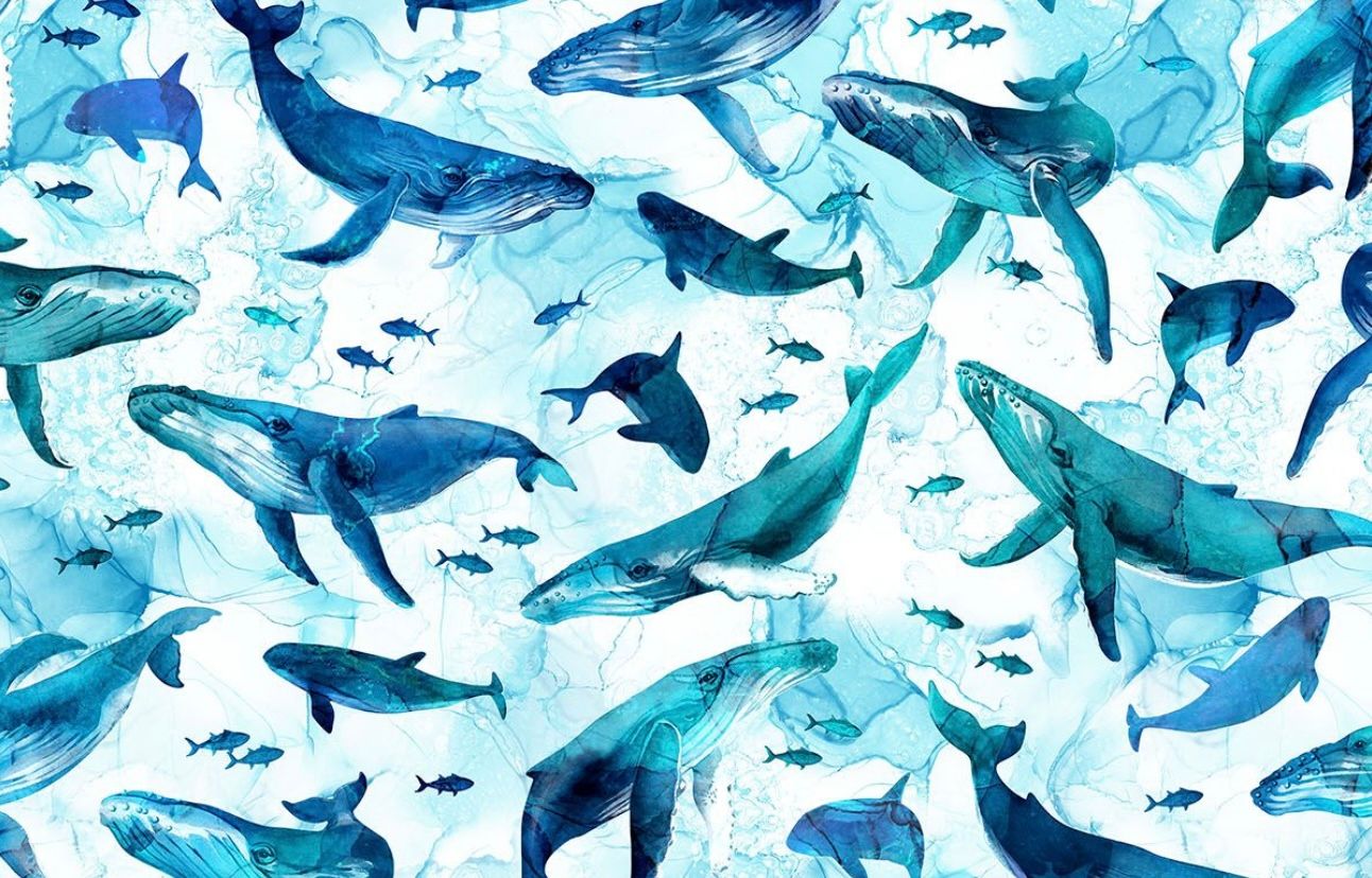 Deep Blue - Light Blue Whales - 1/2m cut