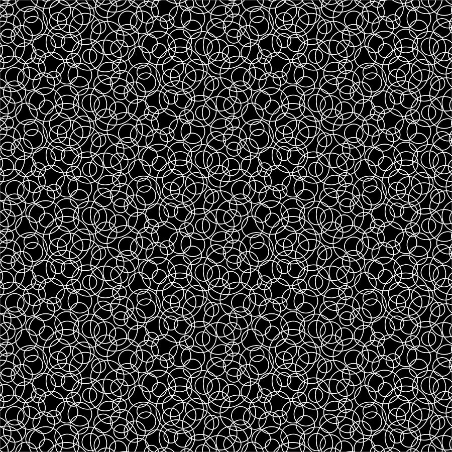 Basically Black and White - Tangled Circles - White on Black - 1/2m cuts