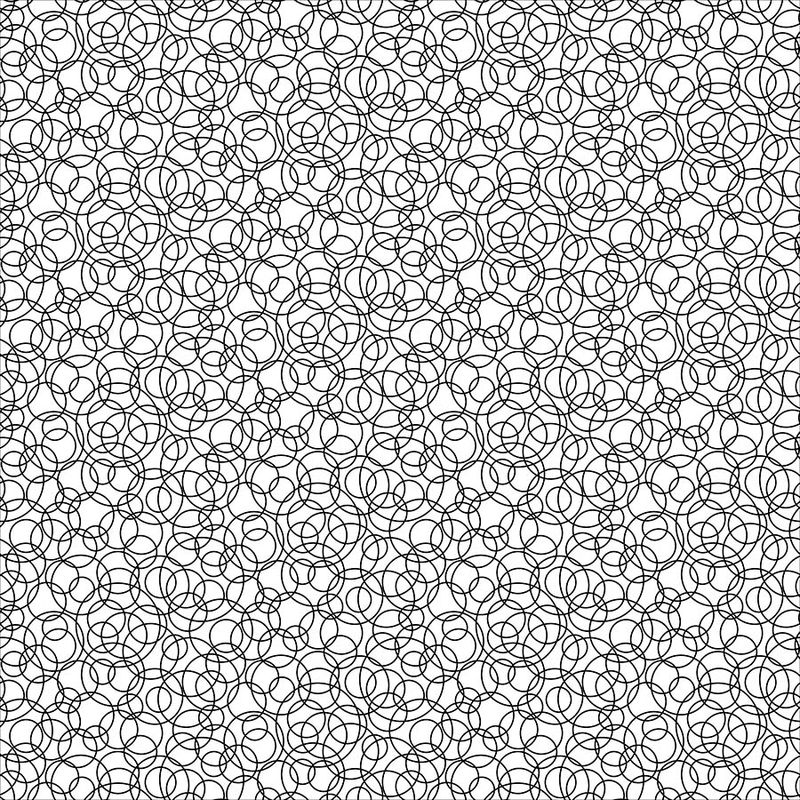 Basically Black and White - Tangled Circles - Black on White - 1/2m cuts