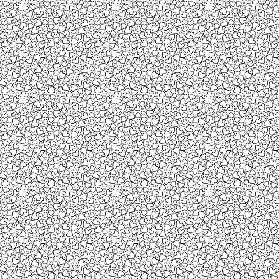 Basically Black and White - Doodle Hearts - Black on White - 1/2m cuts