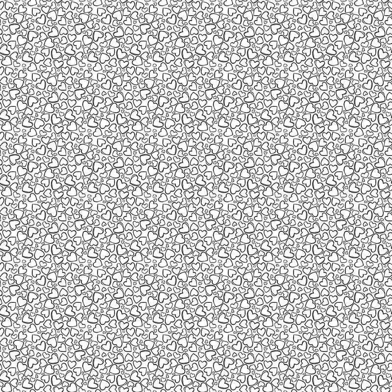 Basically Black and White - Doodle Hearts - Black on White - 1/2m cuts