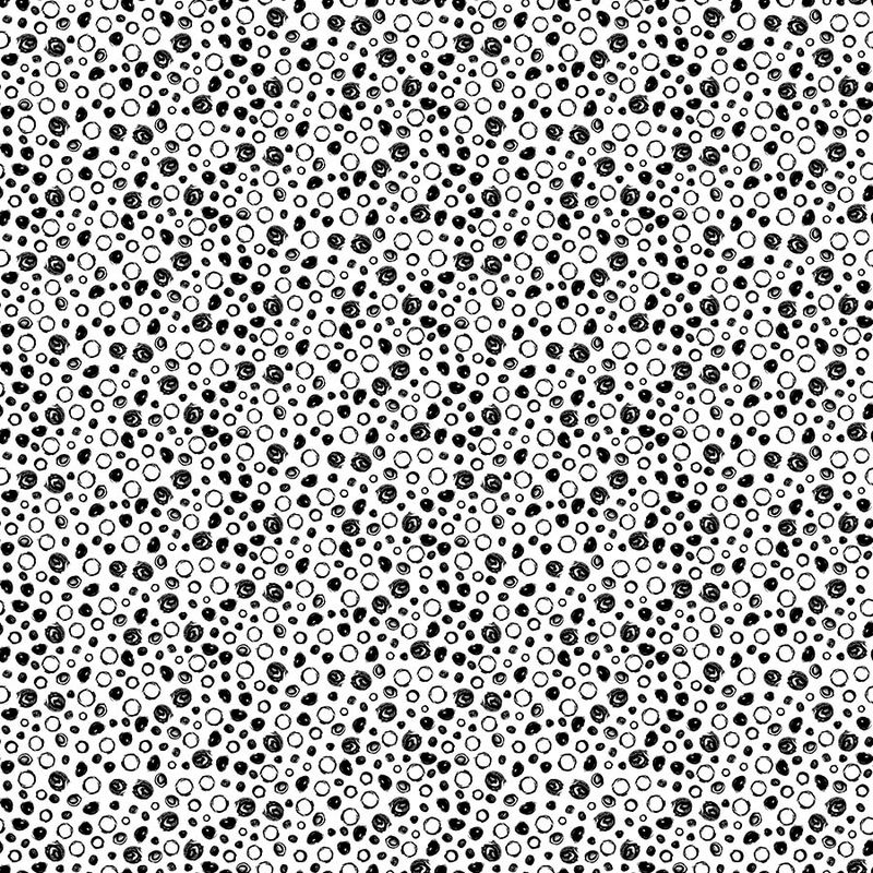 Basically Black and White - Scribble Spots - Black on White - 1/2m cut