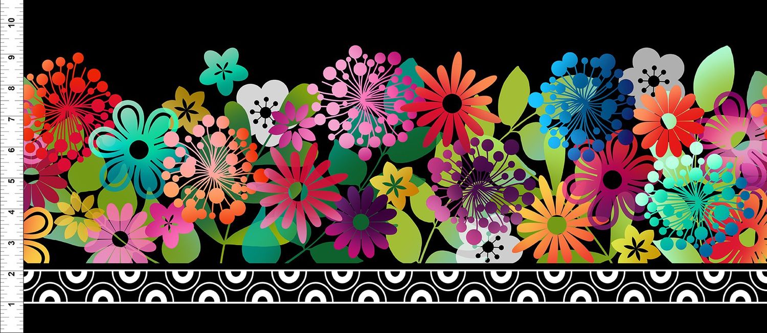 A Groovy Garden - Border Fabric - Multi - 1/2m cut