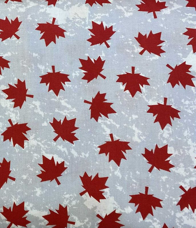 O&#39; Canada - Maple Leaf on Grey - 1/2m cut