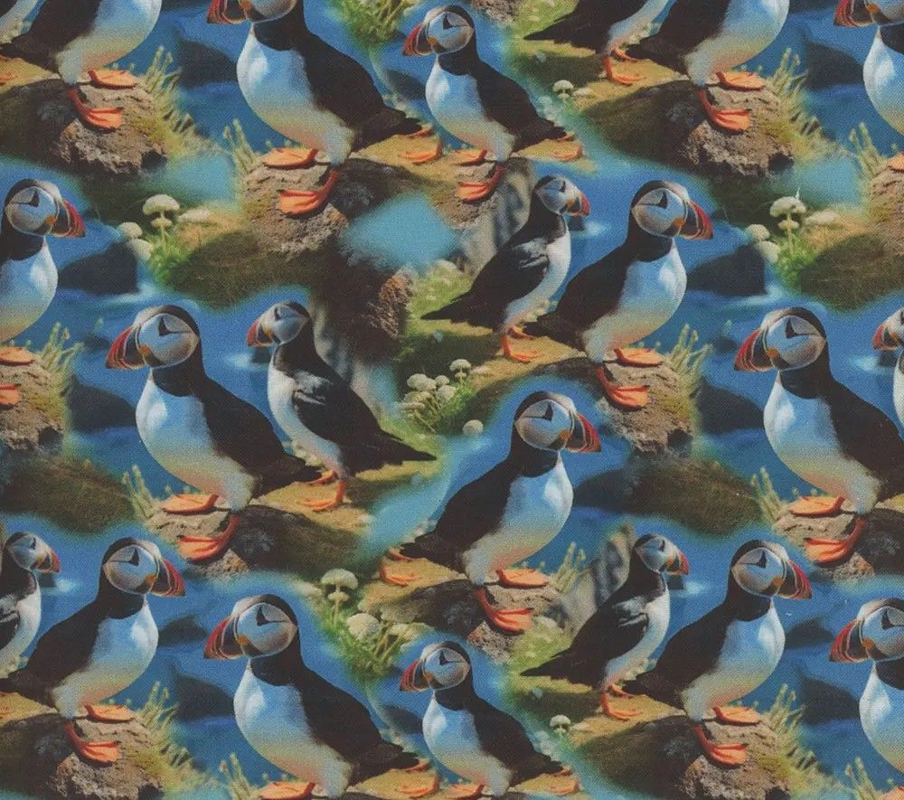 Stacked Puffins - 1/2m cut