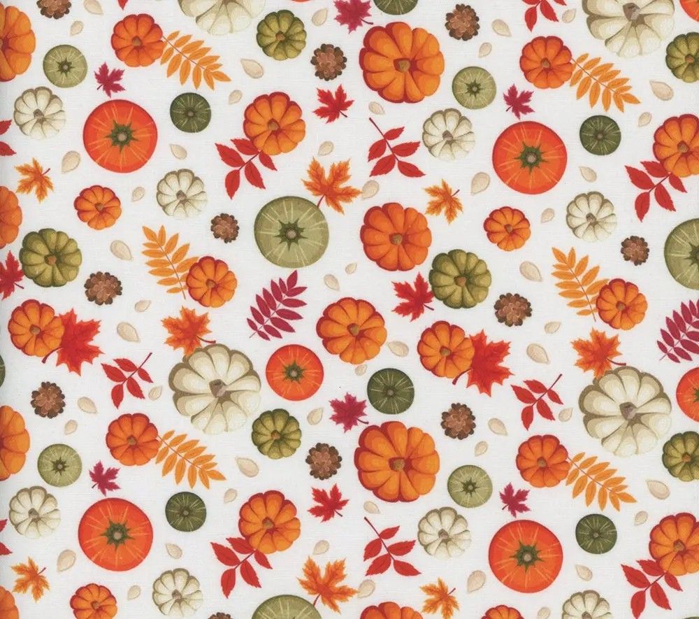 Pumpkin Patch - White - 1/2m cut