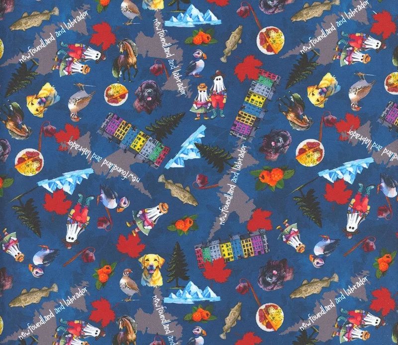 Newfoundland Themed Fabric - All Over - 1/2m cut