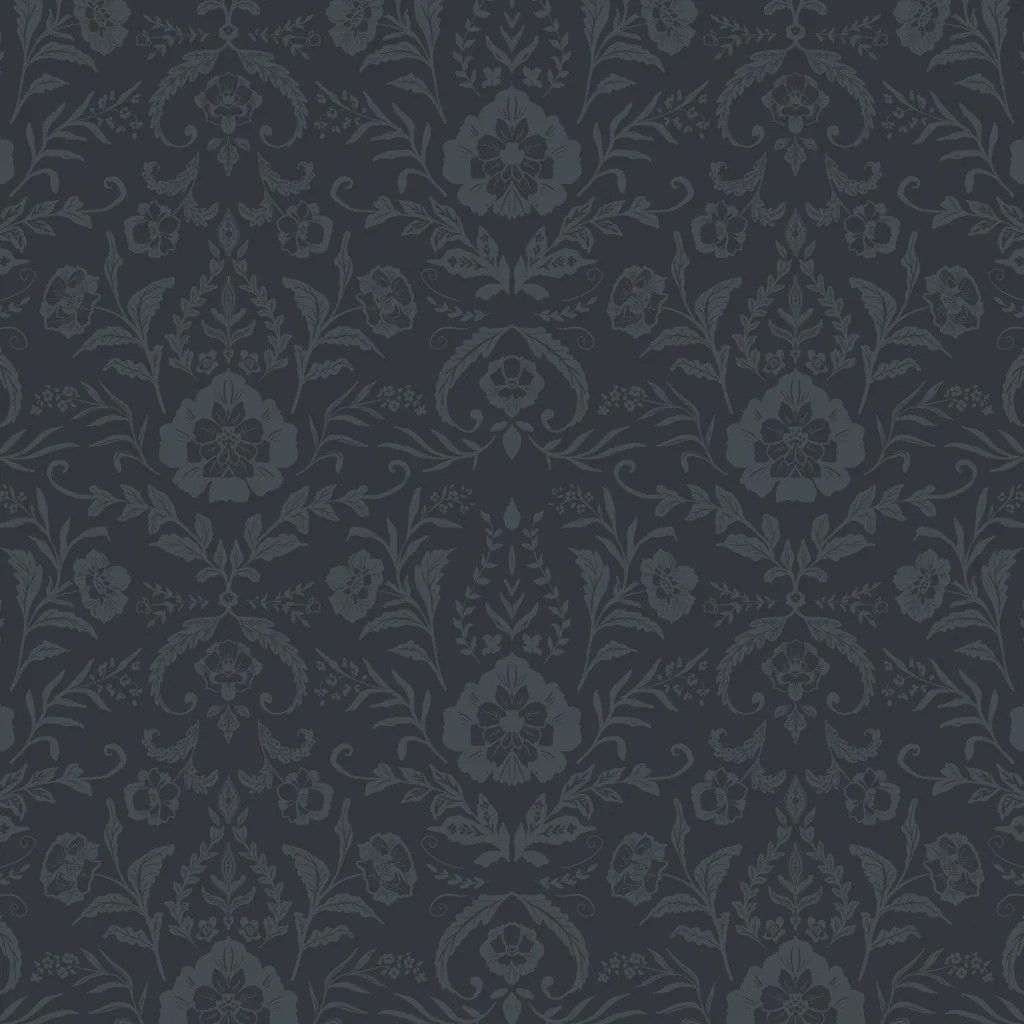 Dark Romance - Opulent Damask - Charcoal - 1/2m cut