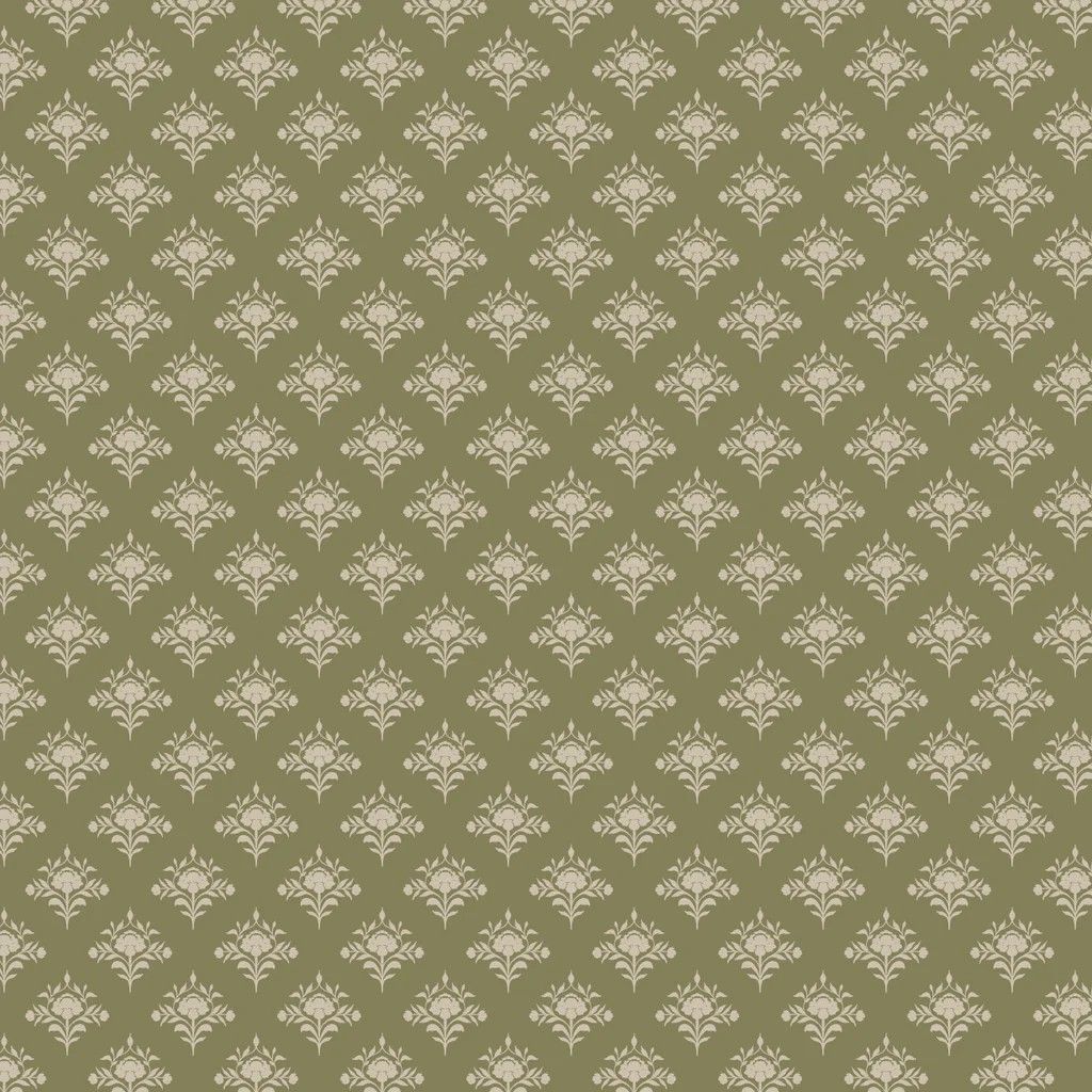 Dark Romance - Dainty Damask - Olive - 1/2m cut