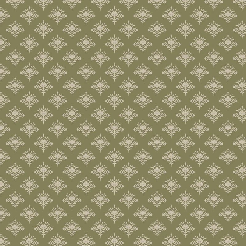 Dark Romance - Dainty Damask - Olive - 1/2m cut