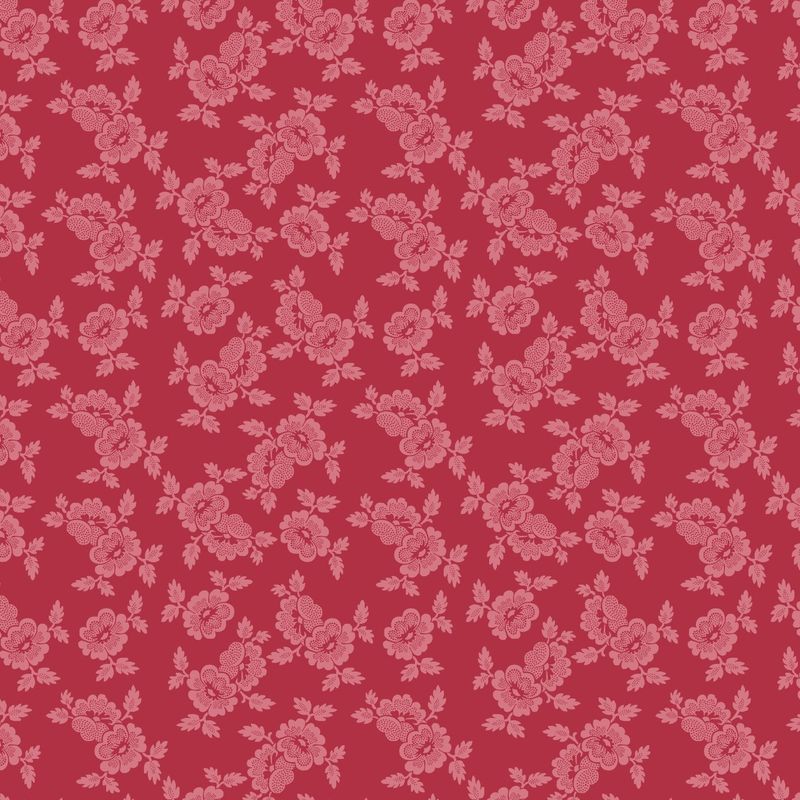 Blushing Blooms - Dotted Floral - Red - 1/2m cut