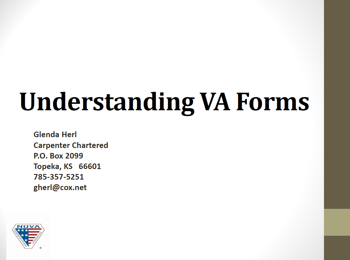 NOVA Paralegal/Staff Education Webinar Series - Session Four: Understanding VA Forms - Member Price