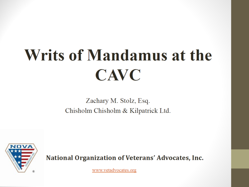 NOVA Webinar: What Are Writs of Mandamus to the CAVC and Why Are They Important? - NonMember Price