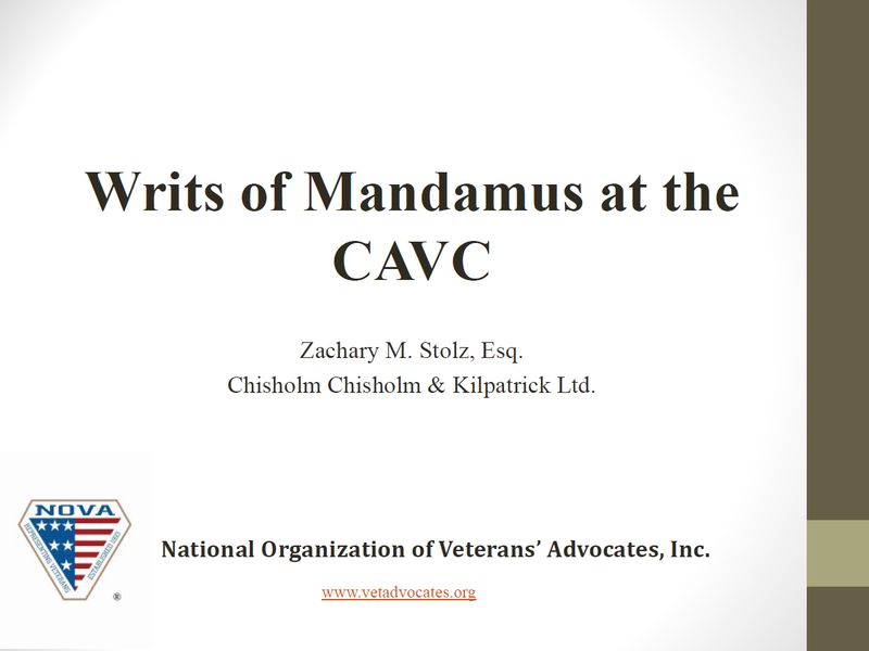 NOVA Webinar: What Are Writs of Mandamus to the CAVC and Why Are They Important? - Member Price