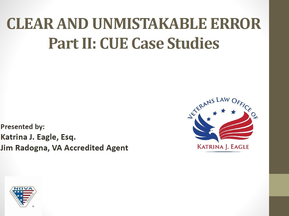 Clear and Unmistakable Error: Identifying and Litigating CUE - Part 2 - NACVSOPrice