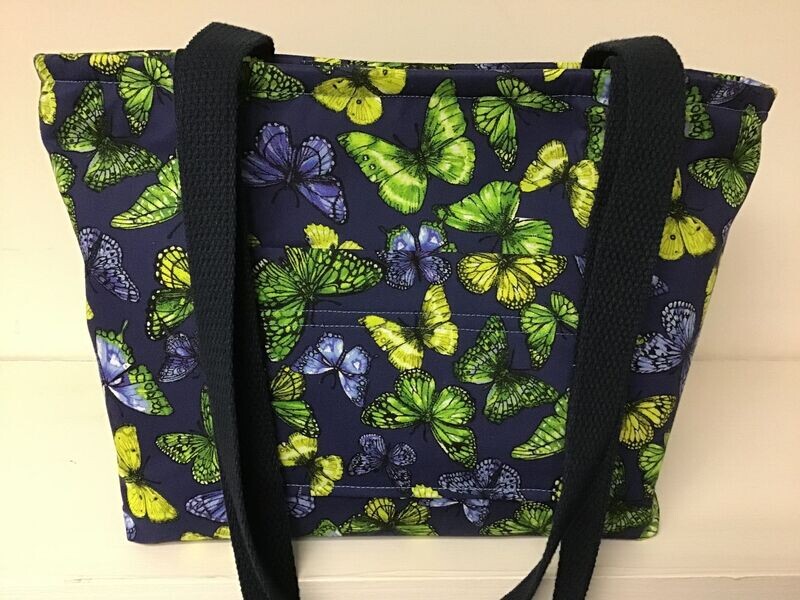 Butterflies on navy blue, navy blue straps