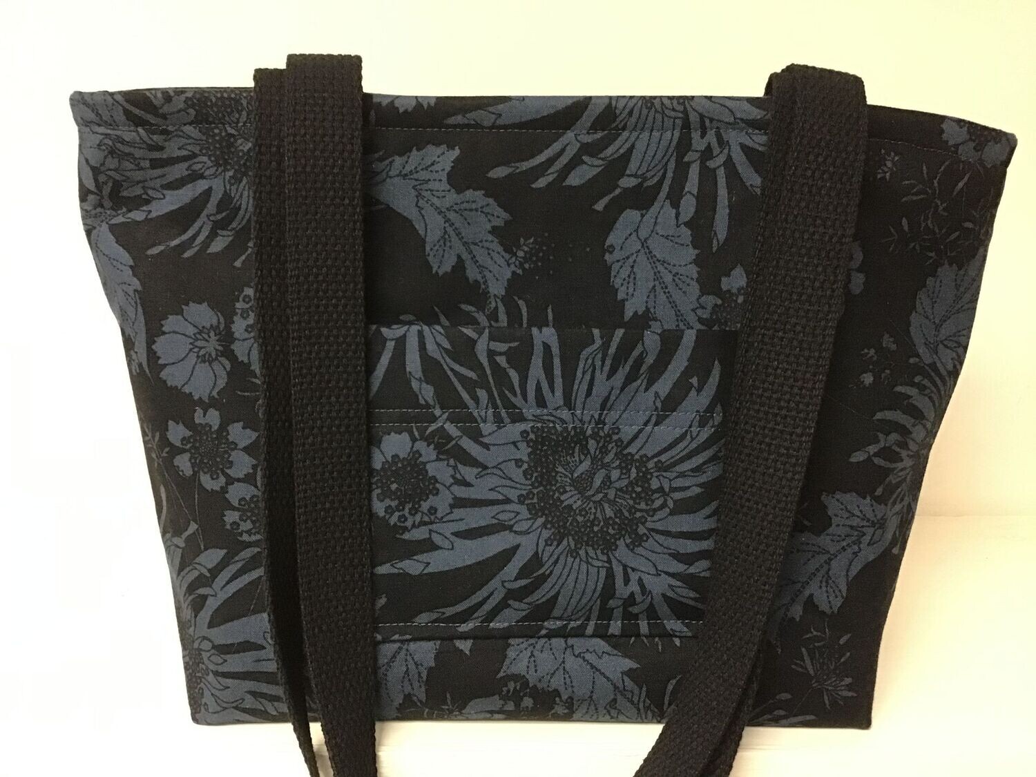 Large exotic slate gray flowers  on jet black, black straps