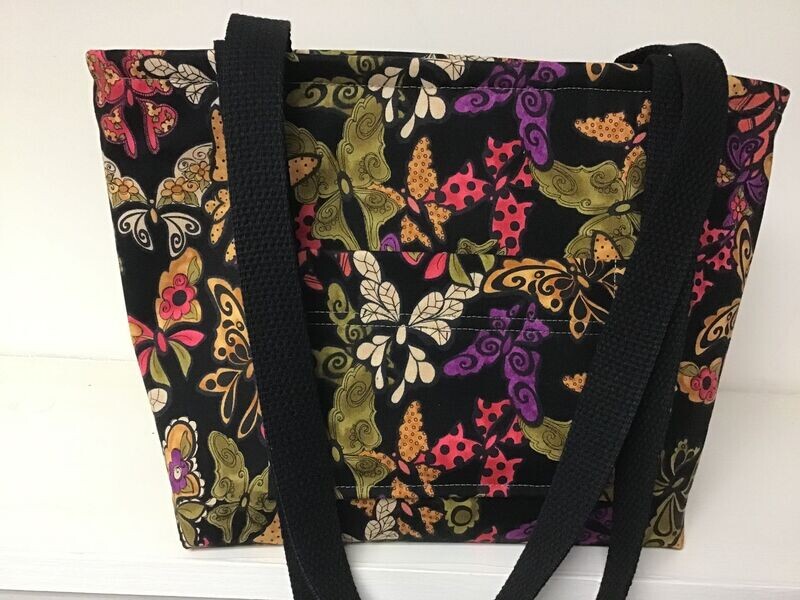 Wild butterflies on black, black straps