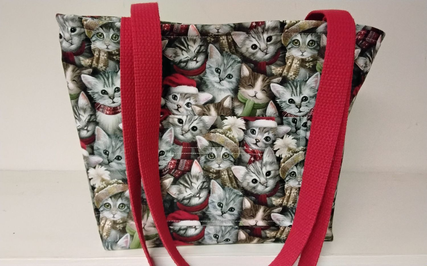 Holiday cats, red straps