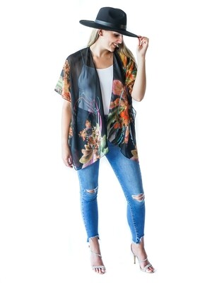 KIMONO MIDNIGHT FLOWER -O/S- KIMONO MIDNIGHT FLOWER -O/S-