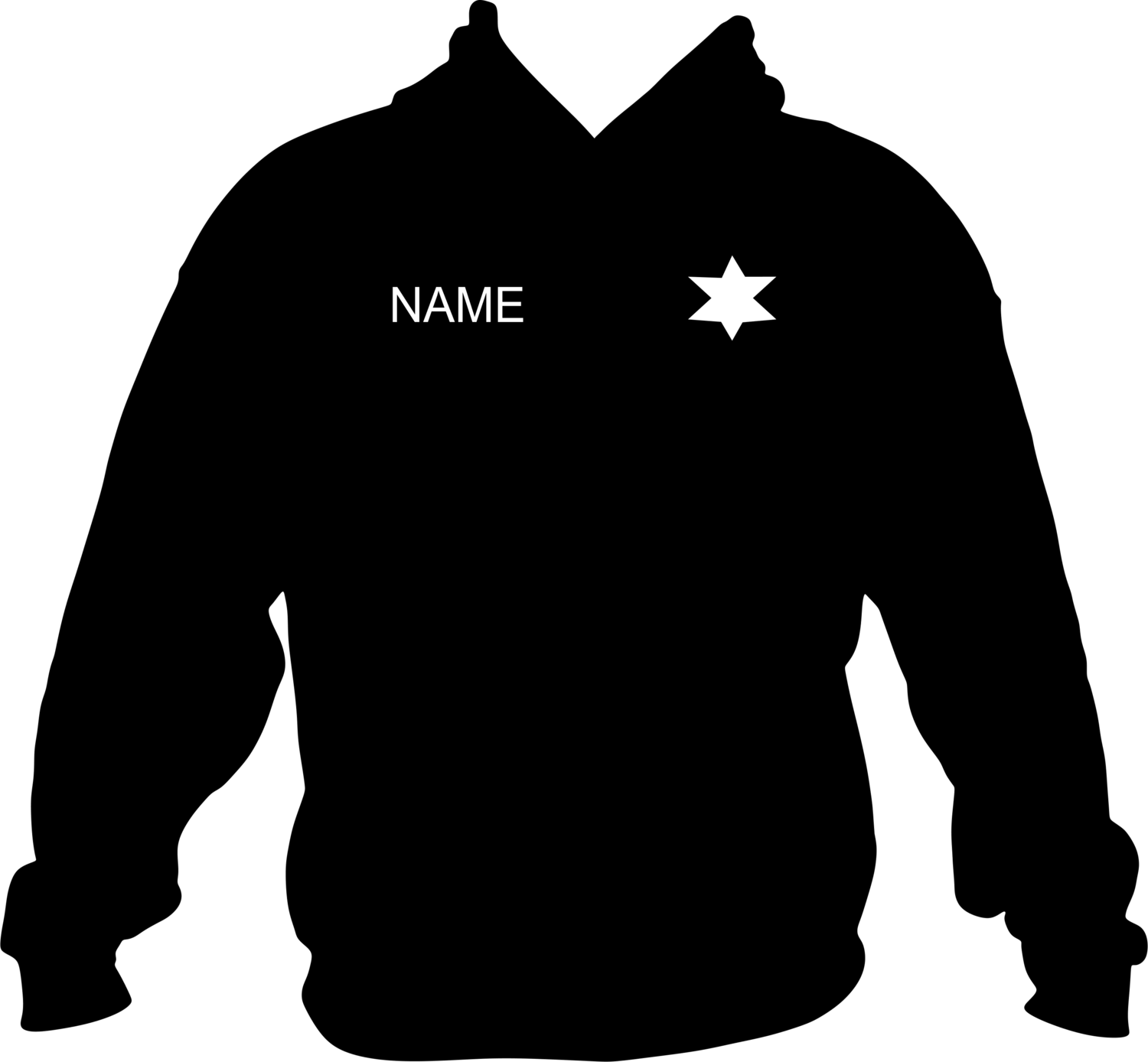 FULL ZIPPER HOODIE W/EMBROIDERED STAR AND NAME
