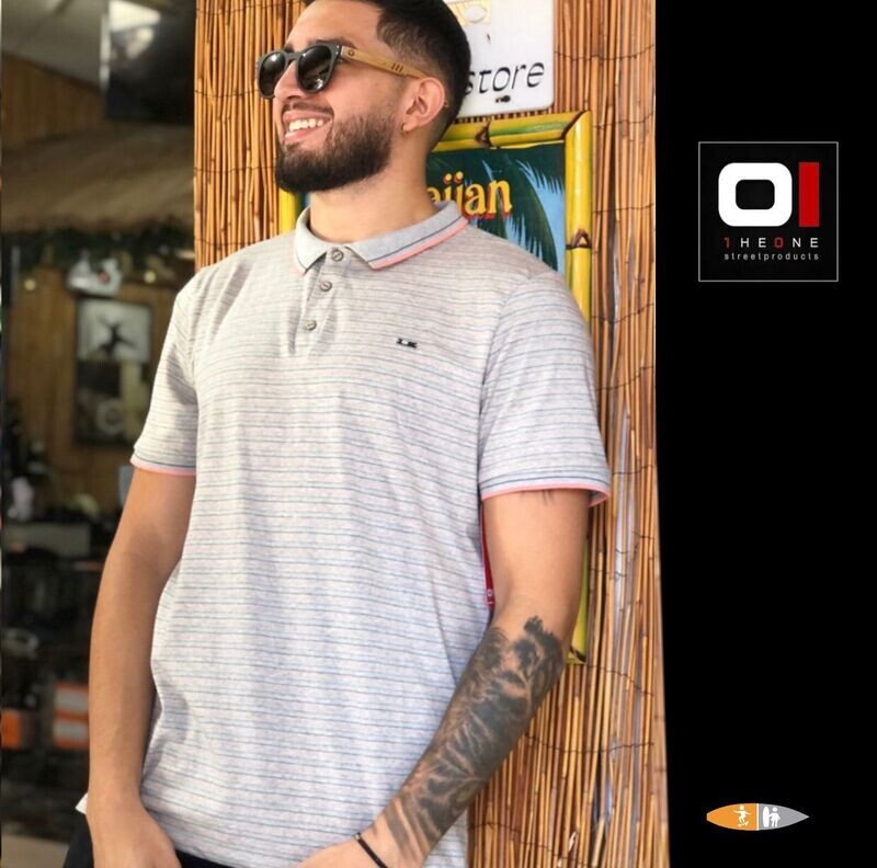 CAMISA THE ONE MC22402 POLO GRIS/NARANJA