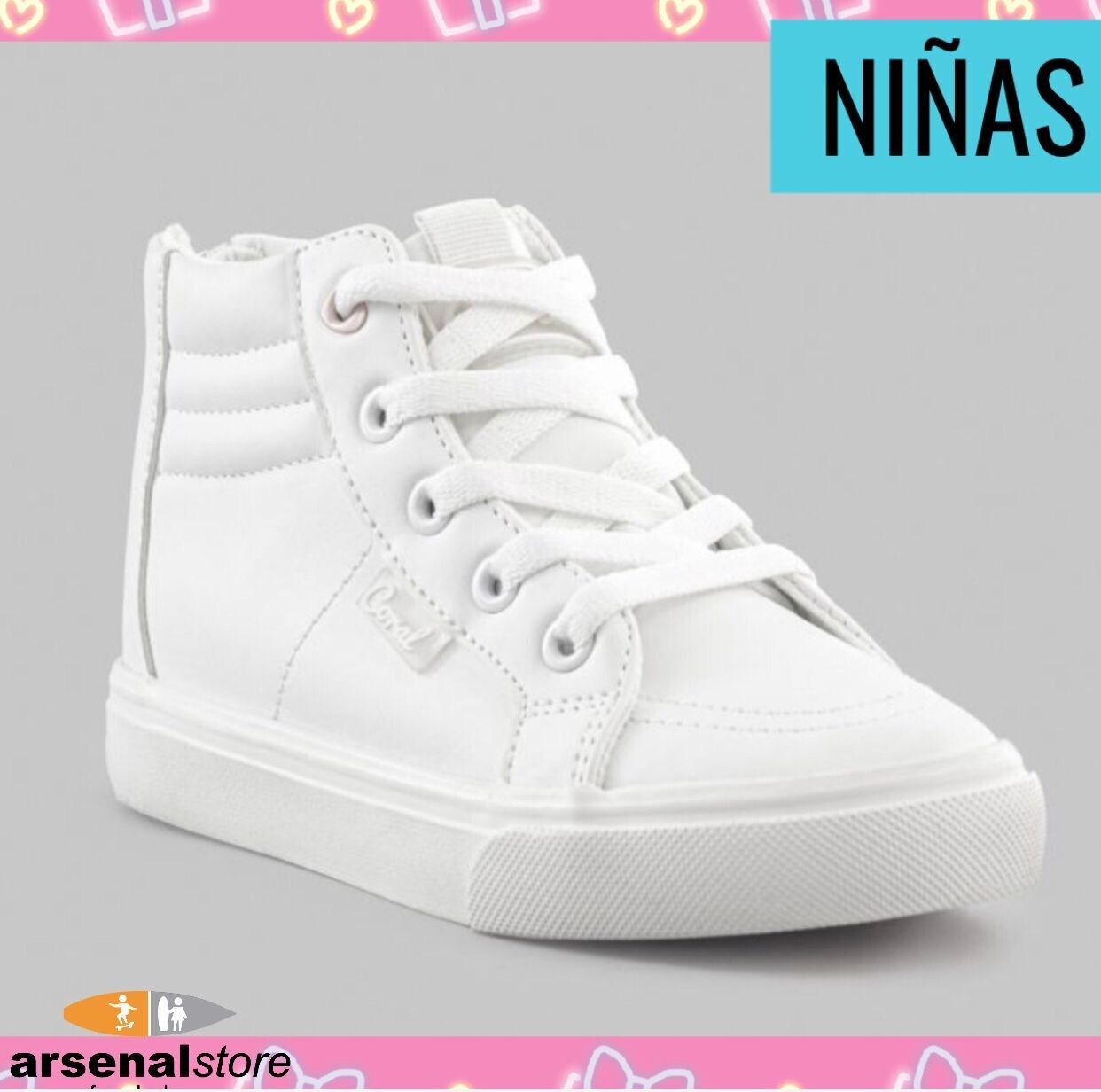 TENIS CORAL ADELYN ALL WHITE TP, Talla: 28(18.5cm)