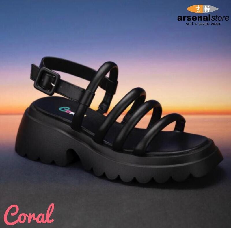 SANDALIA CORAL FILIPA ALL BLACK PU