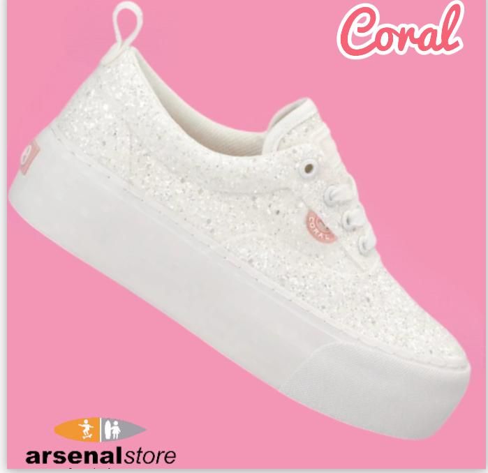 Tenis Coral Natsumi White Glitter