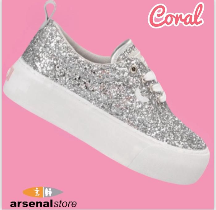 Tenis Coral Silver  Glitter