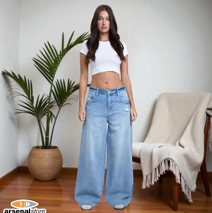 PANTALON ENCORE V2630M HIGH RISE M.WASH DESTROY WIDE L