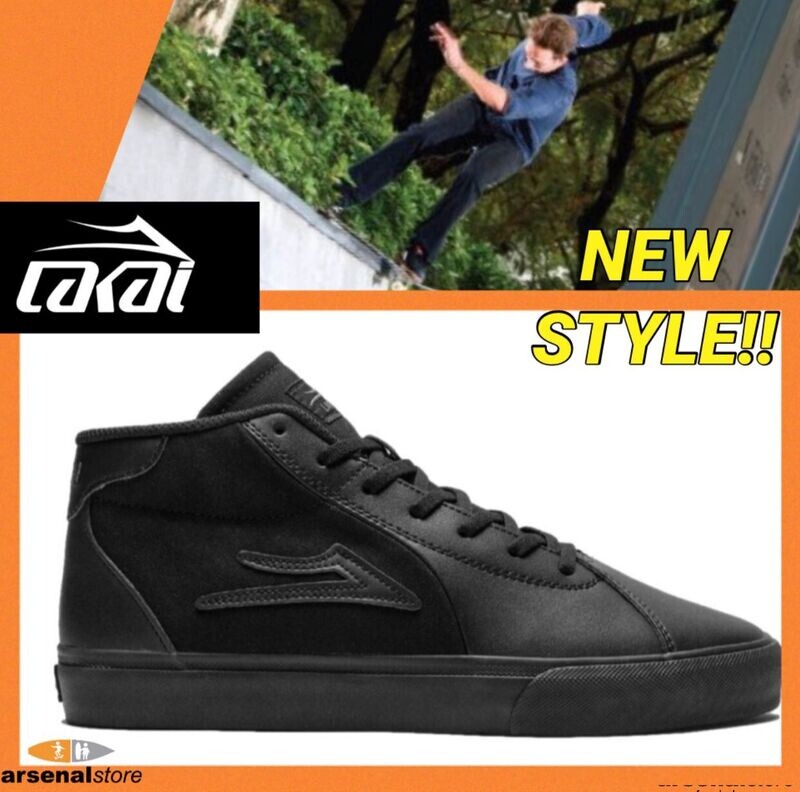TENIS LAKAI FLACO II MID BLACK BLACK LEATHER