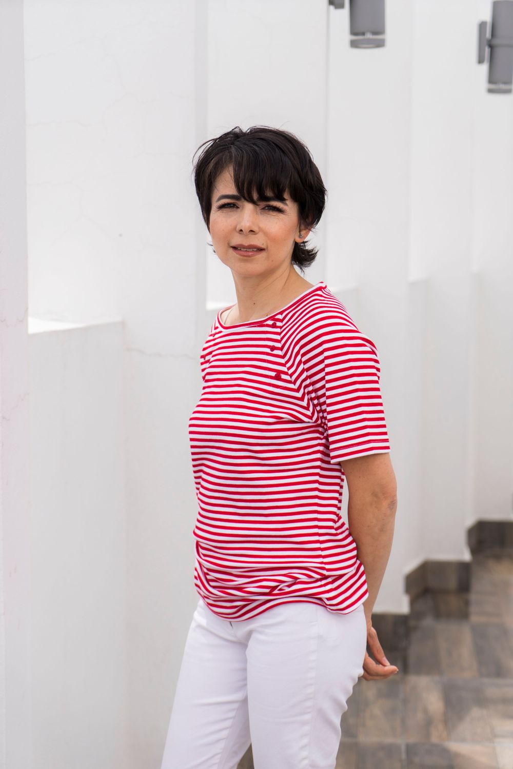 Red and White Horizontal Striped T-Shirt