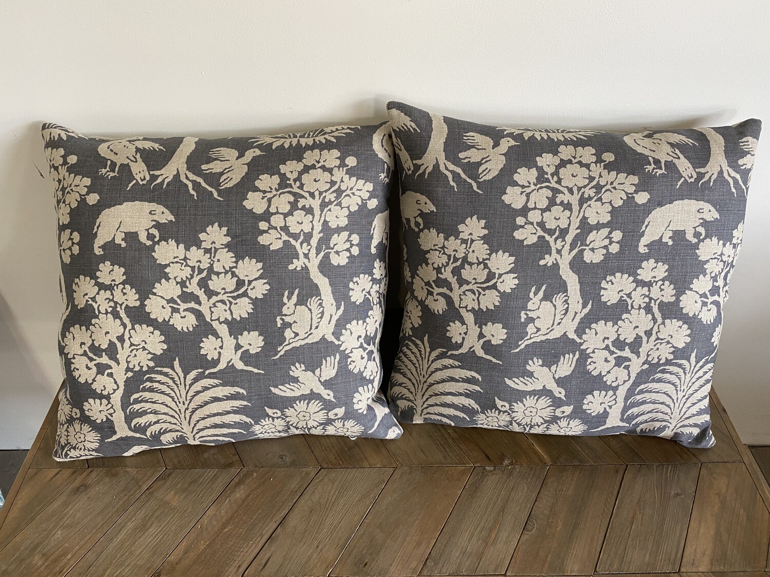 Scatter cushion in a linen print of forest animals