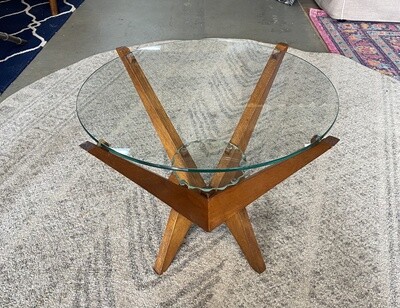 Midcentury side table with glass top