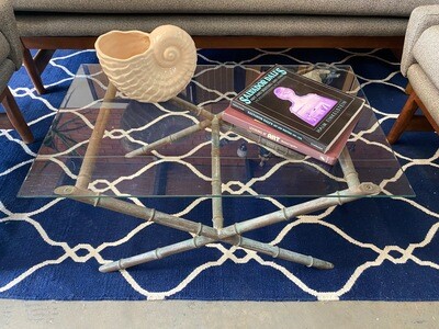 Vintage copper faux-bamboo coffee table