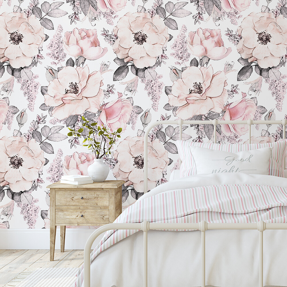Snow Roses Removable Wallpaper