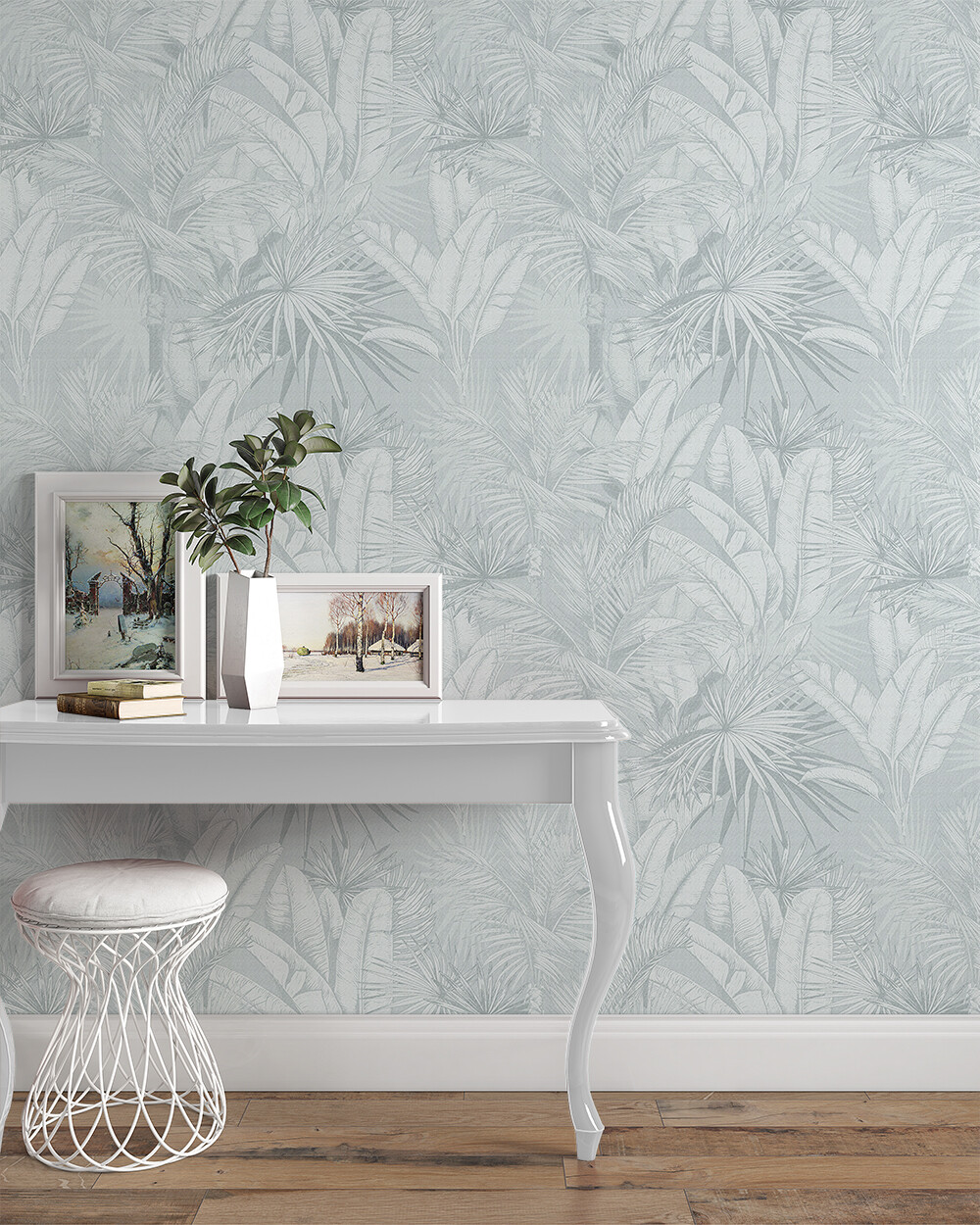 Luxe Palms Removable Wallpaper - Duck Egg Blue