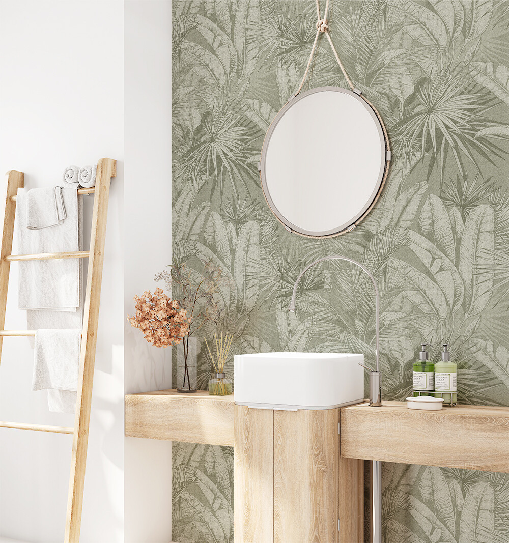 Luxe Palms Removable Wallpaper - Vintage Green