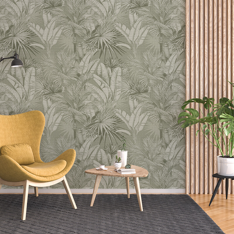 Luxe Palms Removable Wallpaper - Vintage Green
