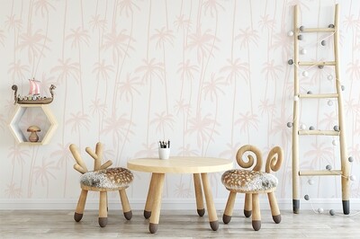 Pink Palms (white background) removable wallpaper