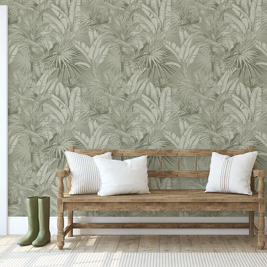 Luxe Palms Removable Wallpaper - Vintage Green
